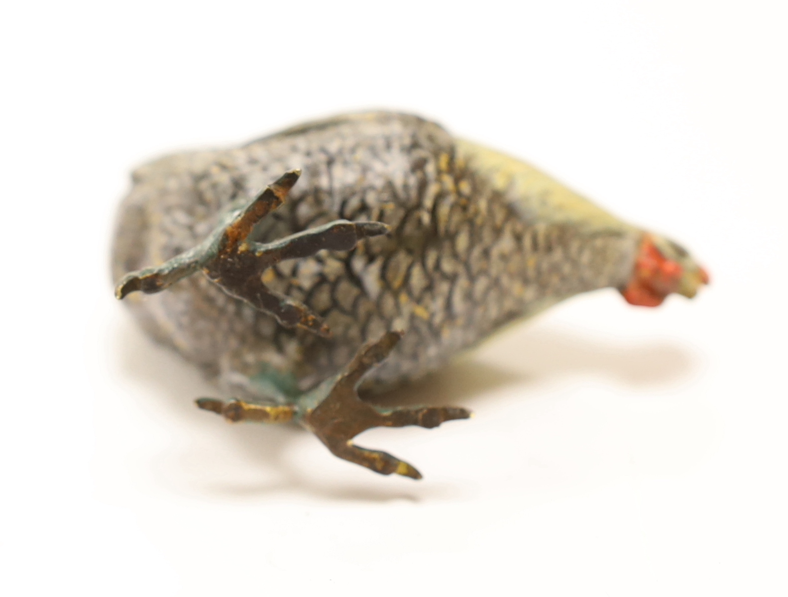 A large Austrian cold painted bronze model of a chicken, 8.5cm high